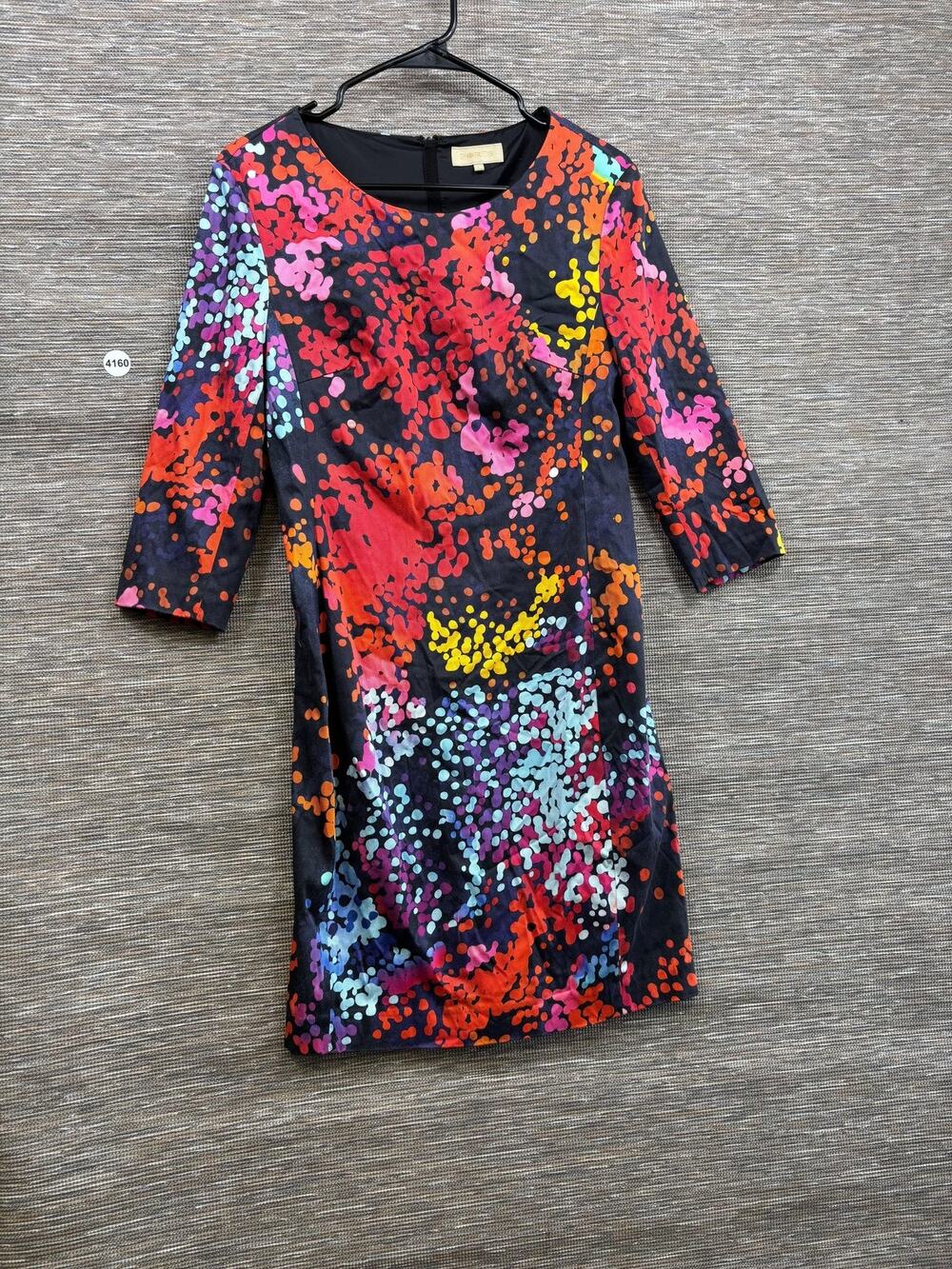 Ports Dress Womens 6 Multicolour Polka Dot Sheath 3/4 Sleeve Short Party Print